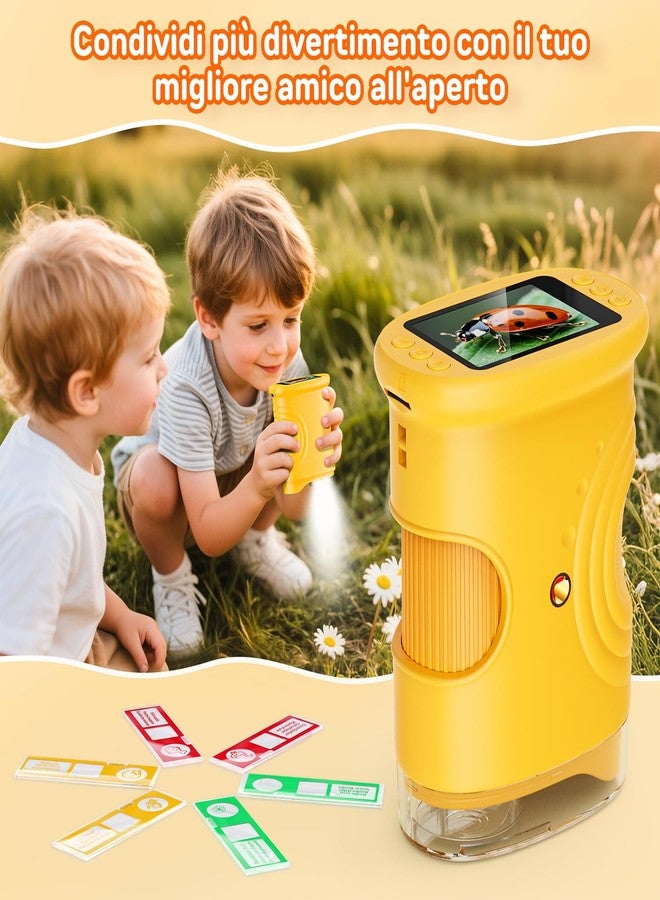 Ashfly 1000X Digital Handheld Microscope for Kids with 2.0" IPS Screen, Portable STEM Science Lab Toy, Rechargeable Pocket Microscope Educational Gift for Boys & Girls Age 4-6 8-12, Orange - Image 5